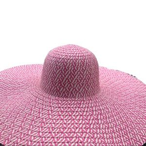 NWT Hello Summer Pink white wide boho brim sunhat